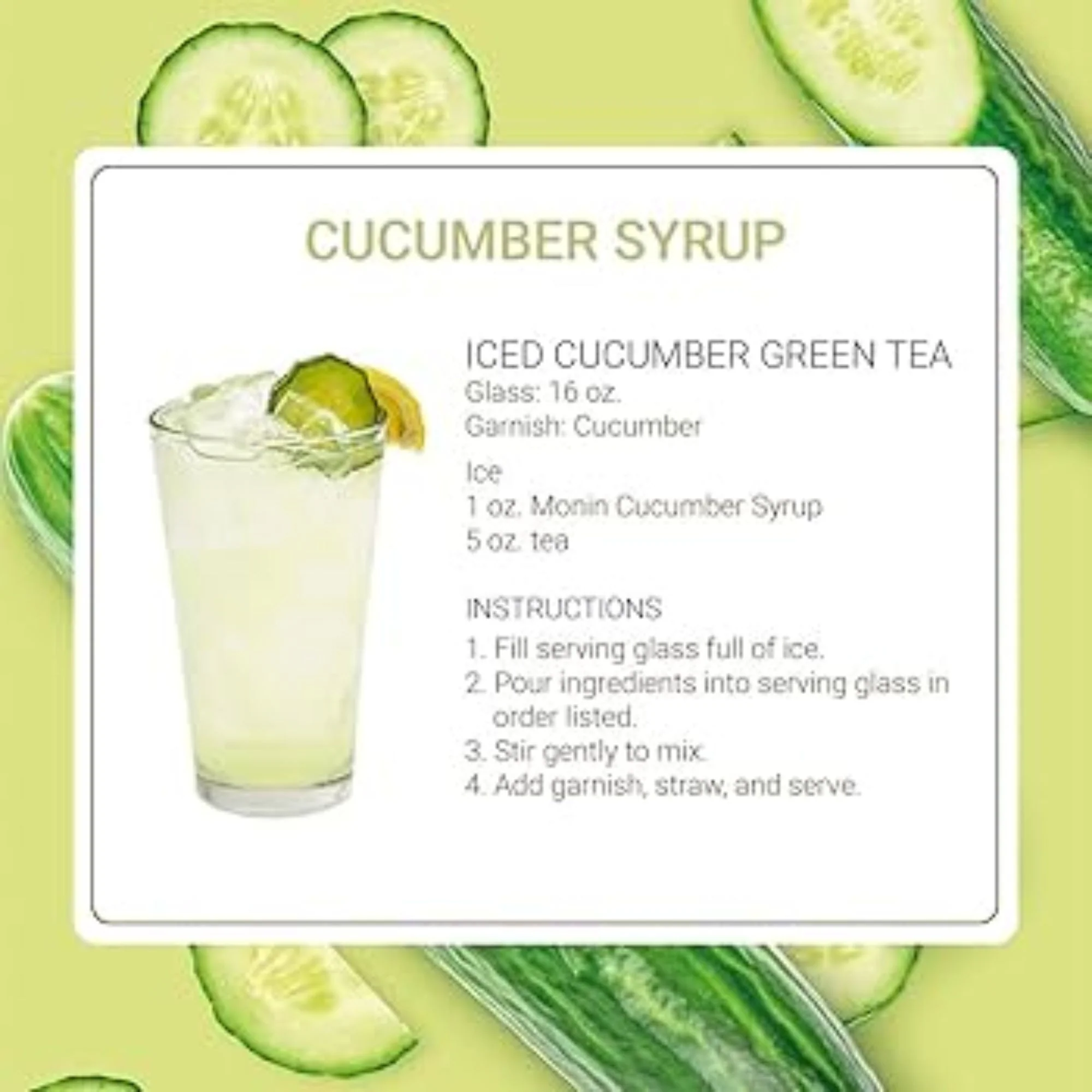 Monin Pure Non Sucré Cucumber - niesłodzony syrop koncentrat bez cukru i słodzików z naturalnymi aromatami - Image 3