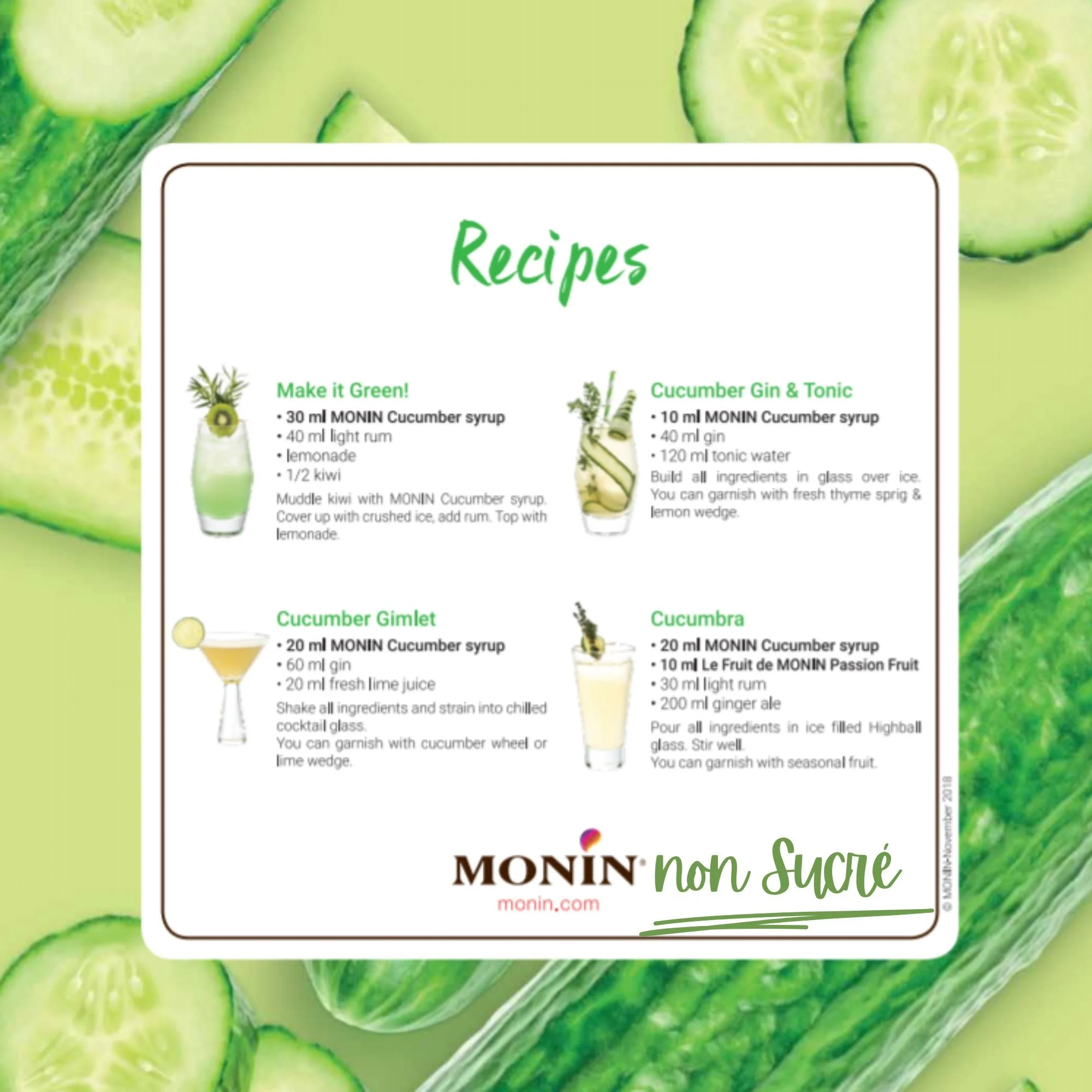 Monin Pure Non Sucré Cucumber - niesłodzony syrop koncentrat bez cukru i słodzików z naturalnymi aromatami - Image 4