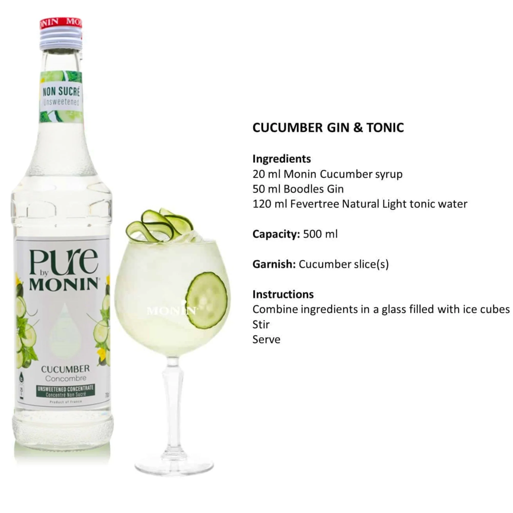 Monin Pure Non Sucré Cucumber - niesłodzony syrop koncentrat bez cukru i słodzików z naturalnymi aromatami - Image 5