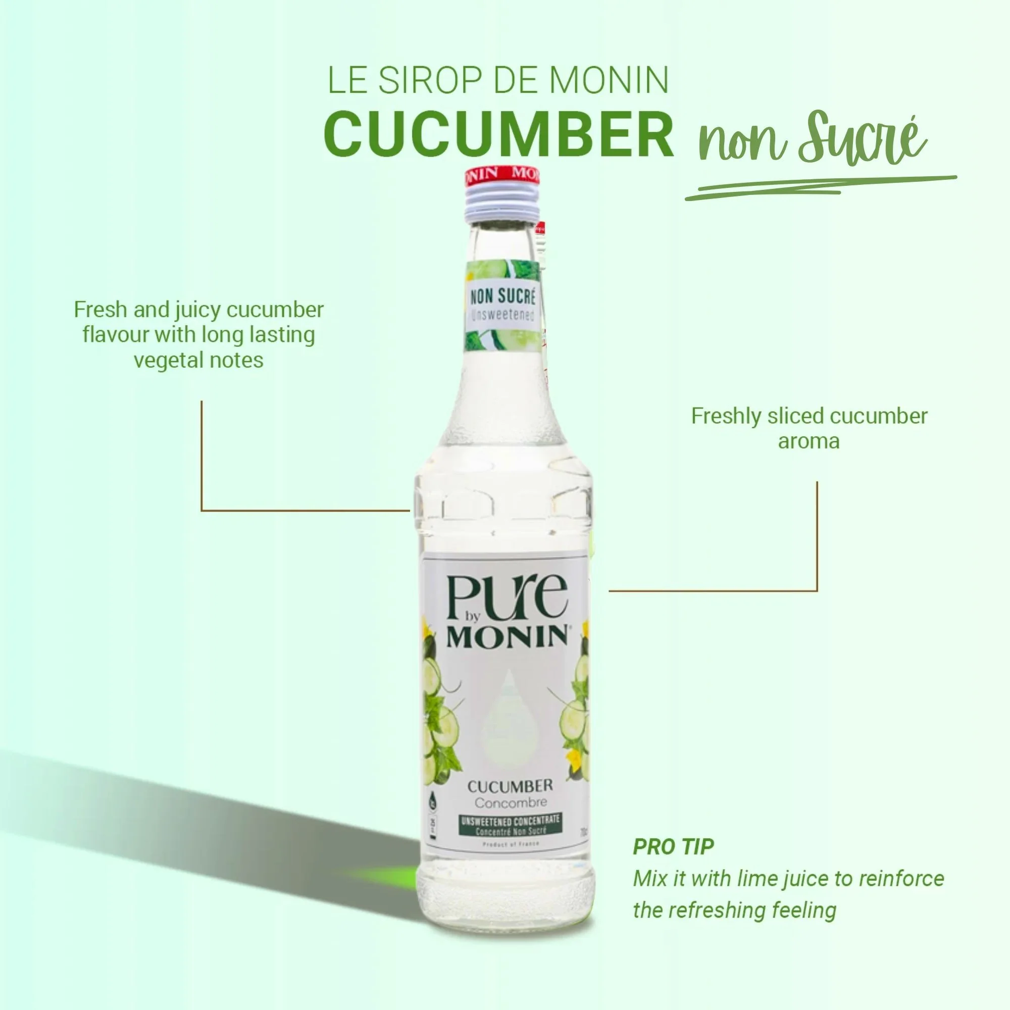 Monin Pure Non Sucré Cucumber - niesłodzony syrop koncentrat bez cukru i słodzików z naturalnymi aromatami - Image 6