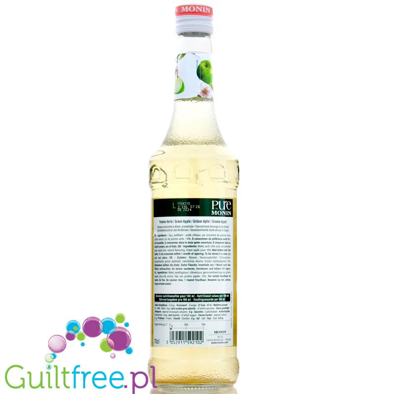 Monin Pure Non Sucré Green Apple - niesłodzony syrop koncentrat bez cukru i słodzików z naturalnymi aromatami, Zielone Jabłuszko - Image 2