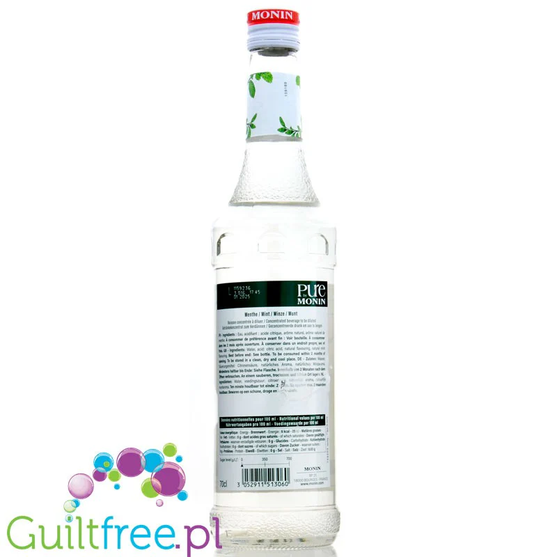 Monin Pure Non Sucré Mint - niesłodzony syrop koncentrat bez cukru i słodzików z naturalnymi aromatami, Mięta - Image 2