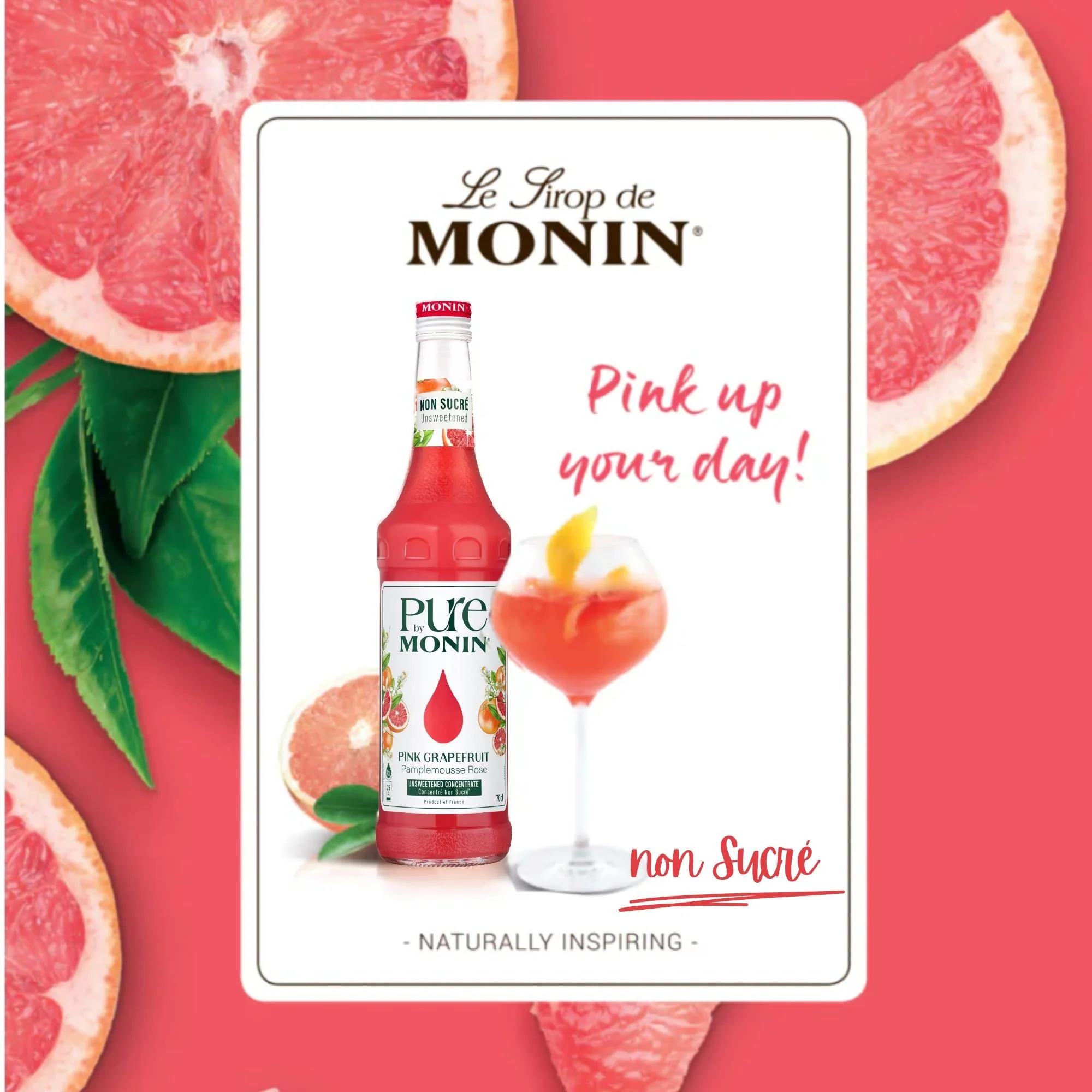 Monin Pure Non Sucré Pink Grapefruit - niesłodzony syrop koncentrat bez cukru i słodzików z naturalnymi aromatami - Image 4