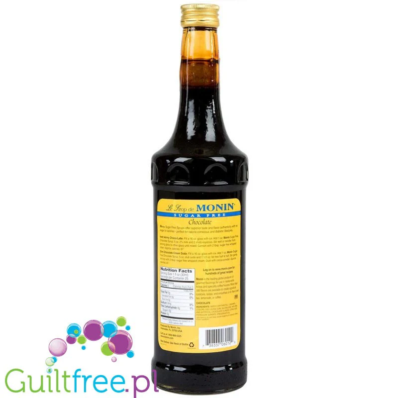 Monin Sugar Free Chocolate Syrup, 0,75L USA - syrop bez cukru i kalorii do kawy, smak czekoladowy - Image 2
