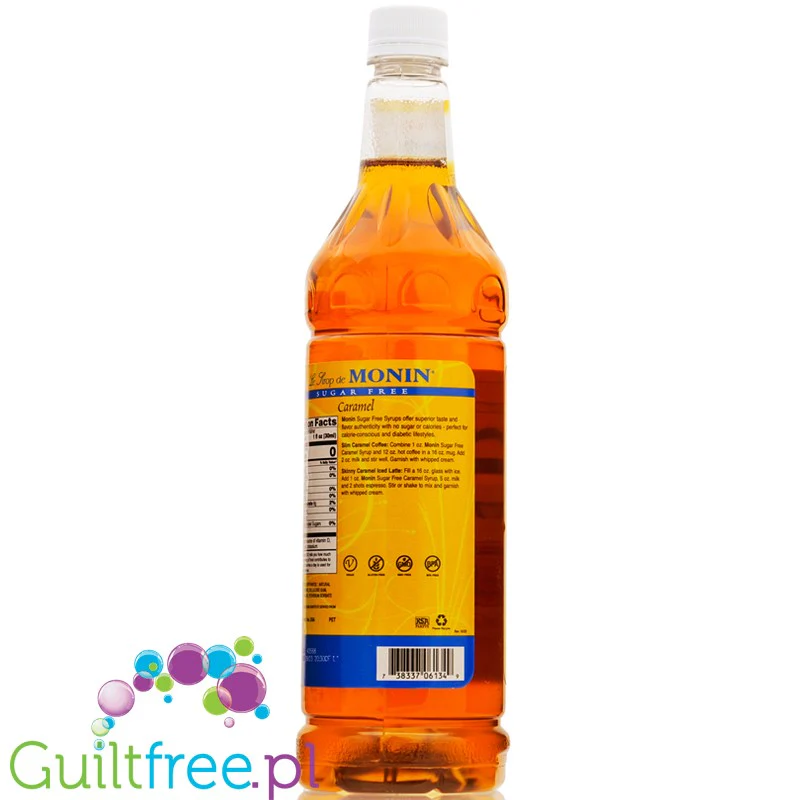 Monin Sugar Free Syrup Caramel 1L USA - syrop bez cukru do kawy, smak Karmel - Image 2