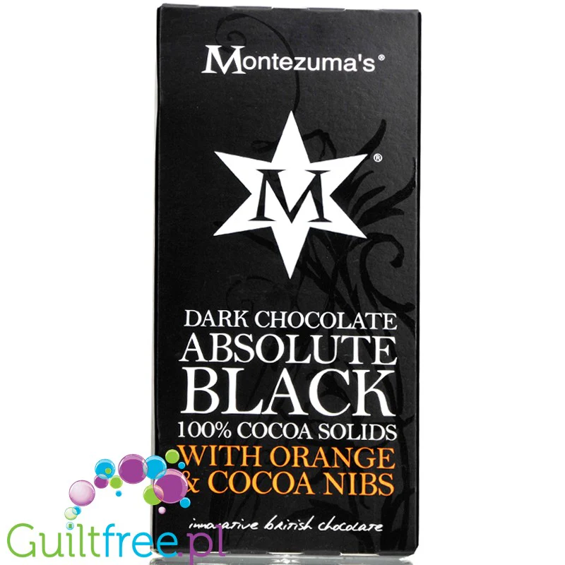 Montezuma's Absolute Black - keto czekolada 100% kakao z pomarańczą i ziarnami kakaowca - Image 3
