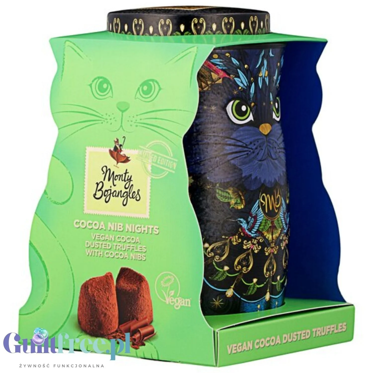 Monty Bojangles Cocoa Nib Nights Truffles VEGAN (CHET MEAL) obłędne luksusowe praliny w zjawiskowej kociej puszce - Image 3