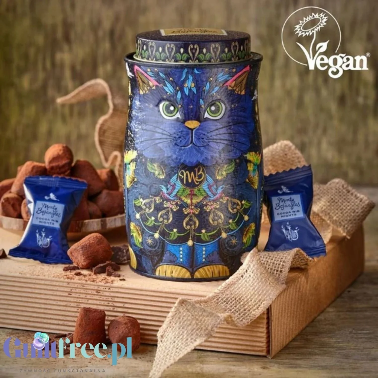 Monty Bojangles Cocoa Nib Nights Truffles VEGAN (CHET MEAL) obłędne luksusowe praliny w zjawiskowej kociej puszce - Image 5