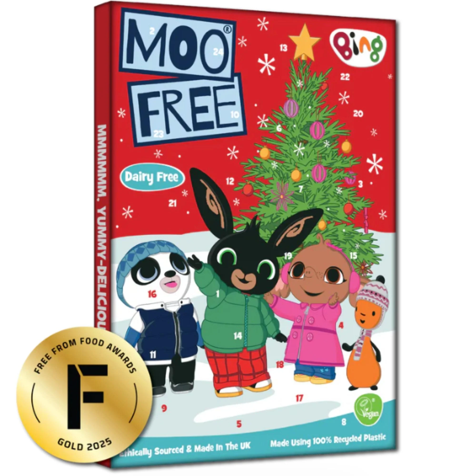 Moo Free Bing Choccy Advent - kalendarz świąteczny Bing Bunny, wegański, bezglutenowy z 'mlecznej' czekolady