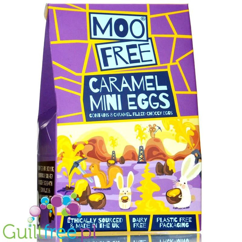 Moo Free Caramel Mini Eggs - czekoladowe jajeczka wielkanocne z (nie)mlecznej wegańskiej czekolady karmelowej