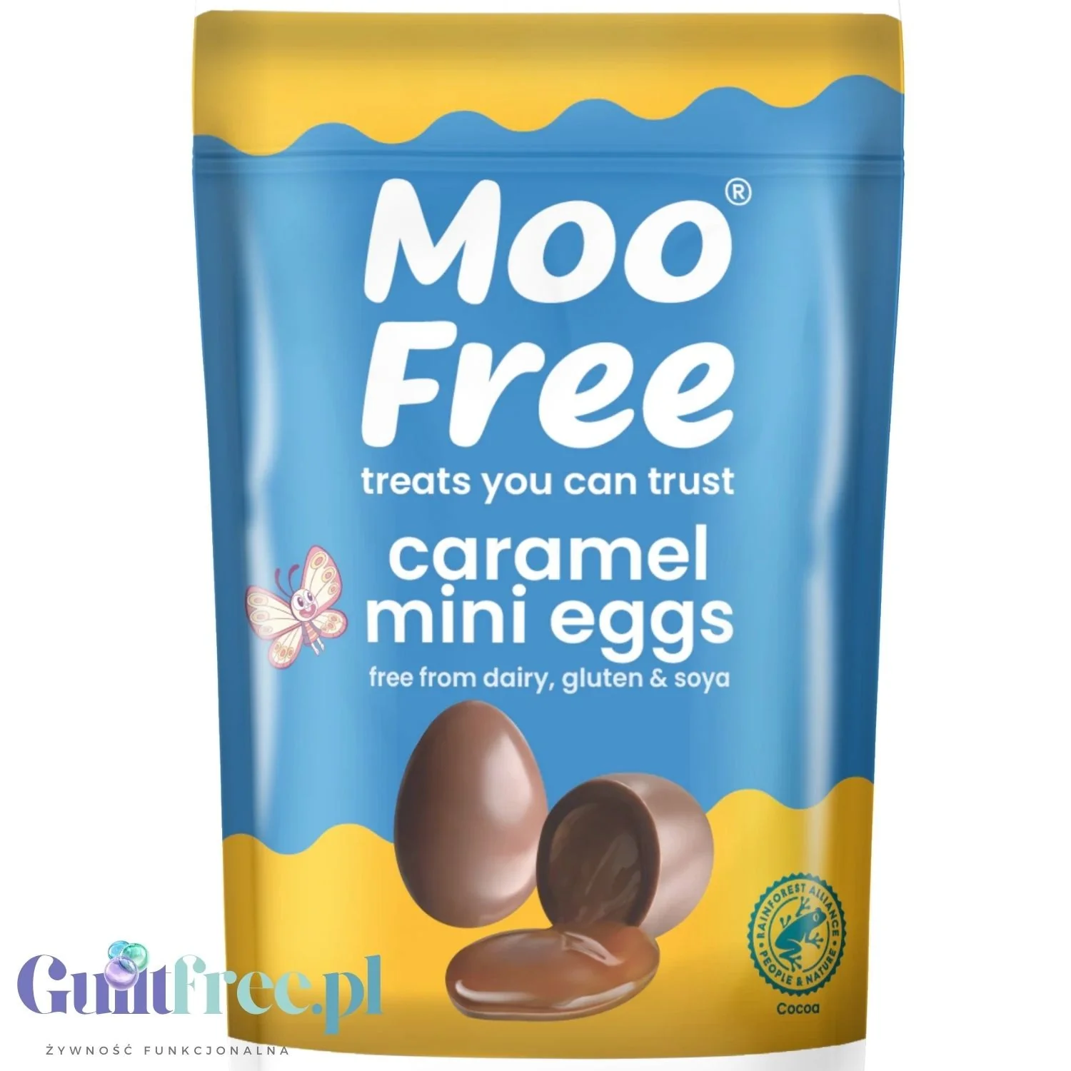 Moo Free Caramel Mini Eggs - wielkanocne jajeczka z czekolady bez mleka nadziewane wegańskim karmelem - Image 2