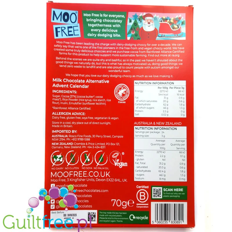 Moo Free Choccy Advent - kalendarz adwentowy - wegański, bezglutenowy, bez mleka, soi, glutenu i oleju palmowego - Image 7
