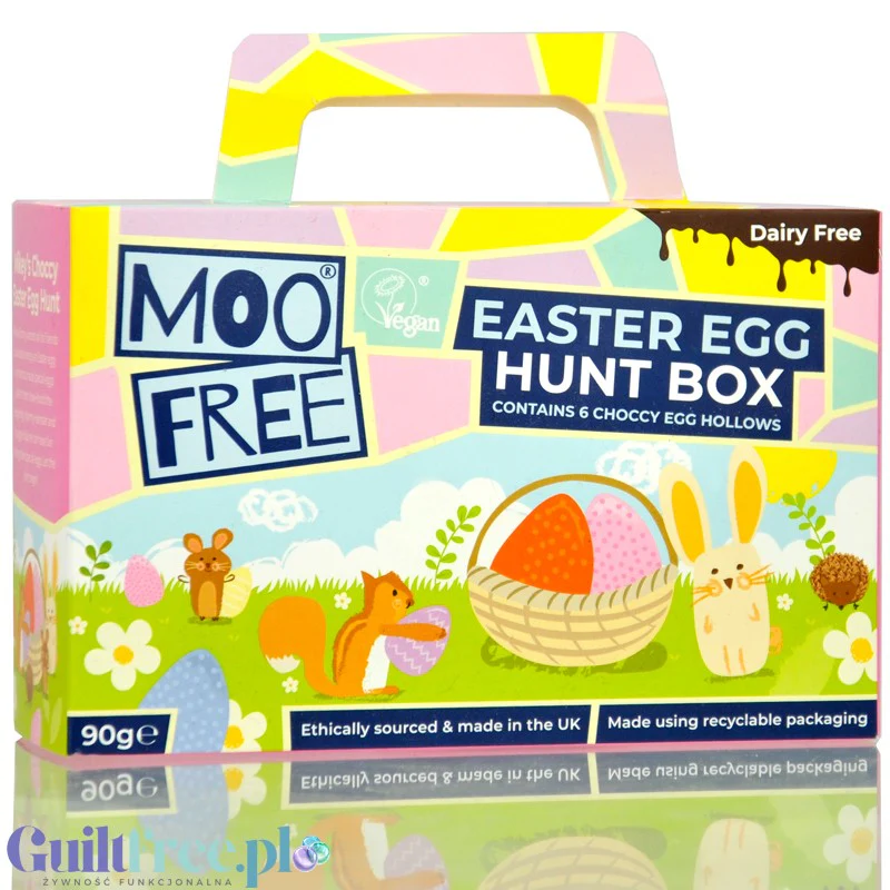 Moo Free Choccy Easter Egg Hunt Box - wielkanocne jajeczka bez mleka z wegańskiej czekolady dla dzieci