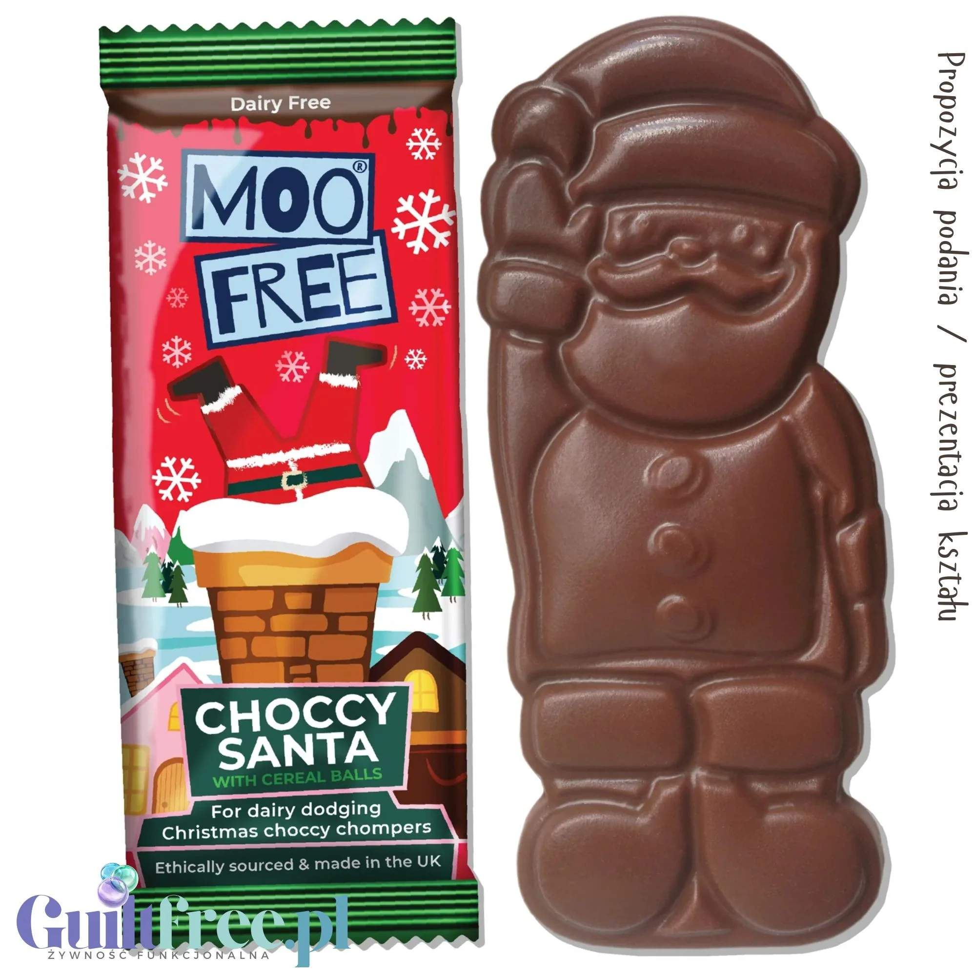 Moo Free Choccy Santa - Mikołaj z wegańskiej czekolady, bez mleka, soi i glutenu