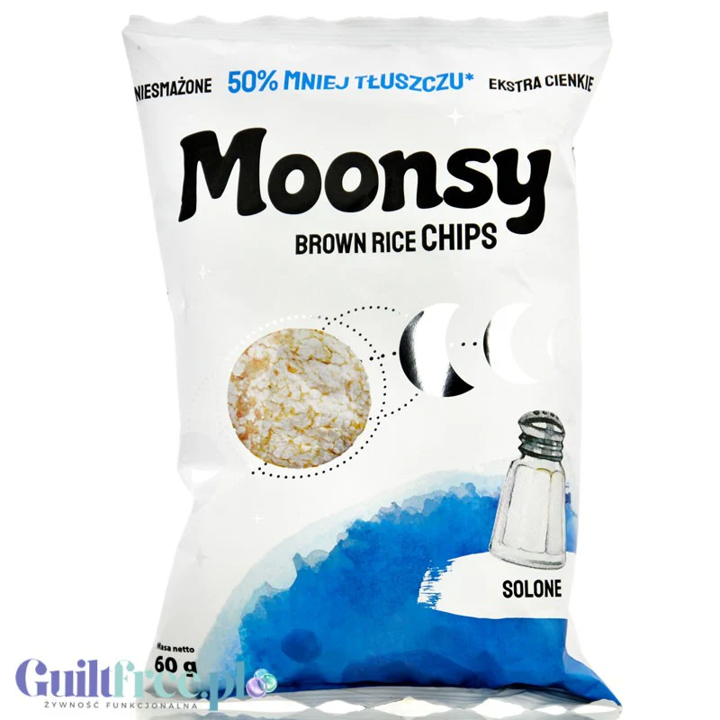 Moonsy Brown Rice Solone - cieniutkie chipsy z brązowego ryżu 50% mniej tłuszczu