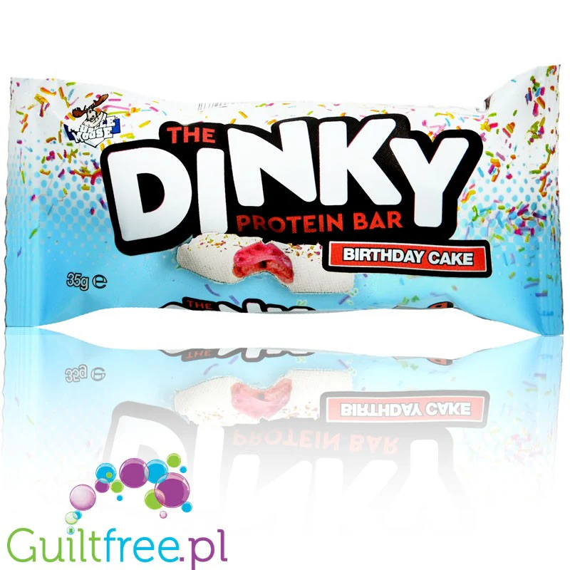 Moose Dinky Bar Birthday Cake 135kcal & 10g białka, batonik proteinowy w białej czekoladzie - Image 2