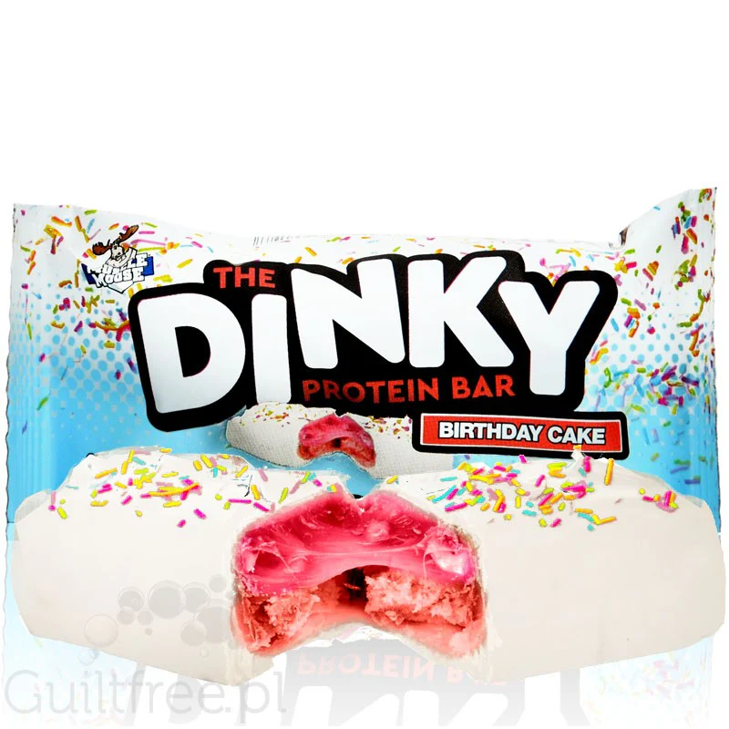 Moose Dinky Bar Birthday Cake 135kcal & 10g białka, batonik proteinowy w białej czekoladzie - Image 4