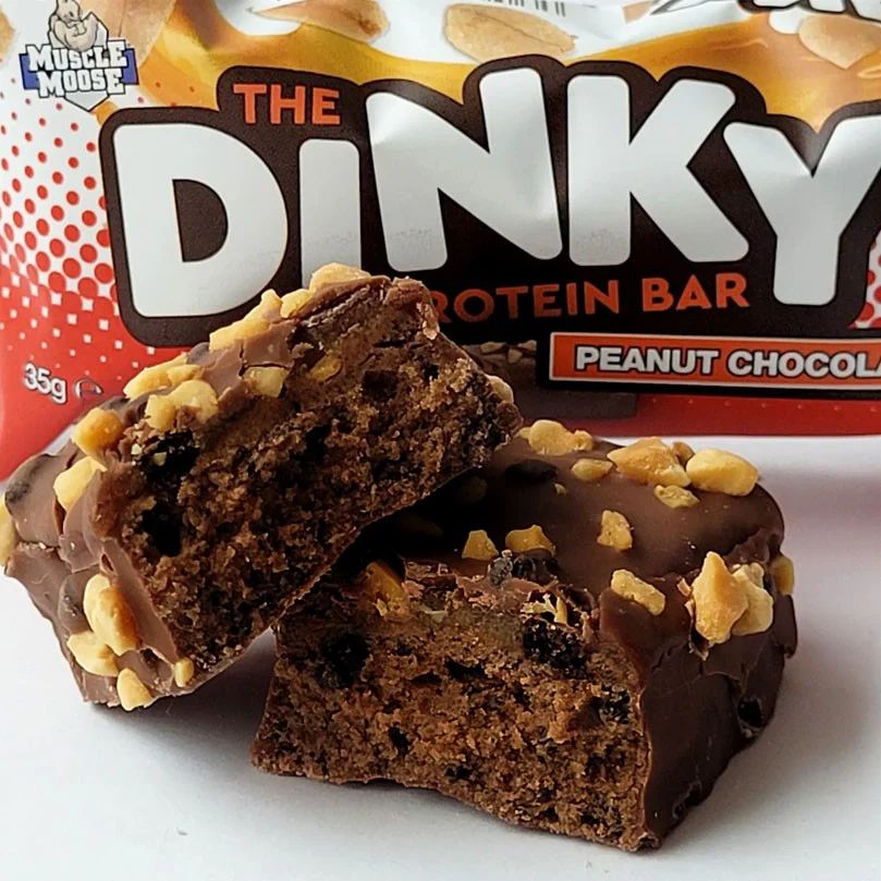 Muscle Moose Dinky Bar Peanut Chocolate 129kcal & 10g białka, batonik proteinowy w czekoladzie