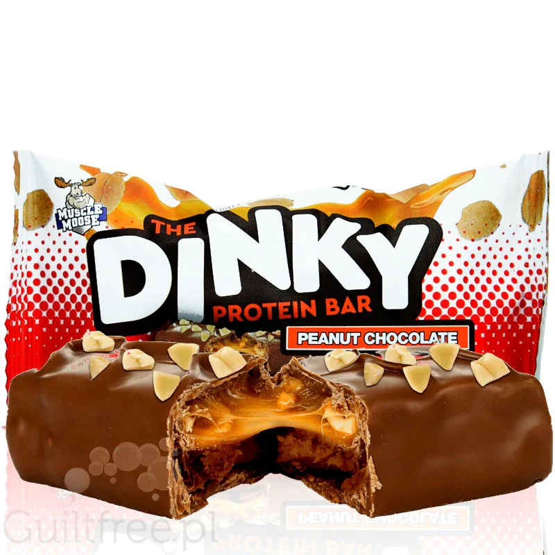 Muscle Moose Dinky Bar Peanut Chocolate 129kcal & 10g białka, batonik proteinowy w czekoladzie - Image 4