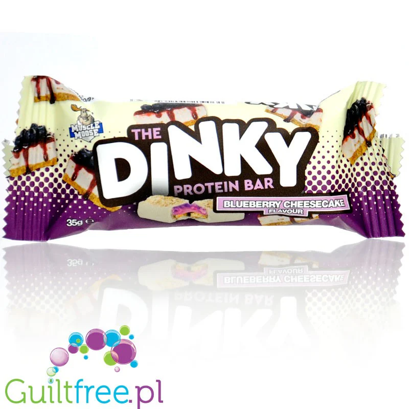 Moose Dinky Protein Bar Blueberry Cheesecake - batonik proteinowy 125kcal & 11g białka o smaku Sernika Jagodowego - Image 2