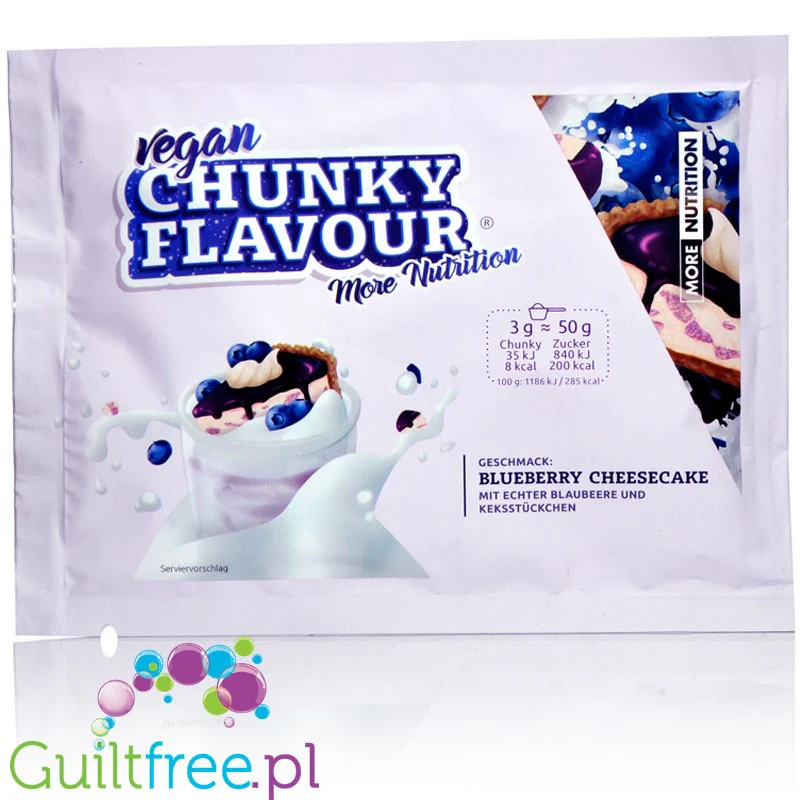 More Nutrition Chunky Flavor Blueberry Cheesecake - wegański aromat w proszku, Sernik Jagodowy & Ciasteczka