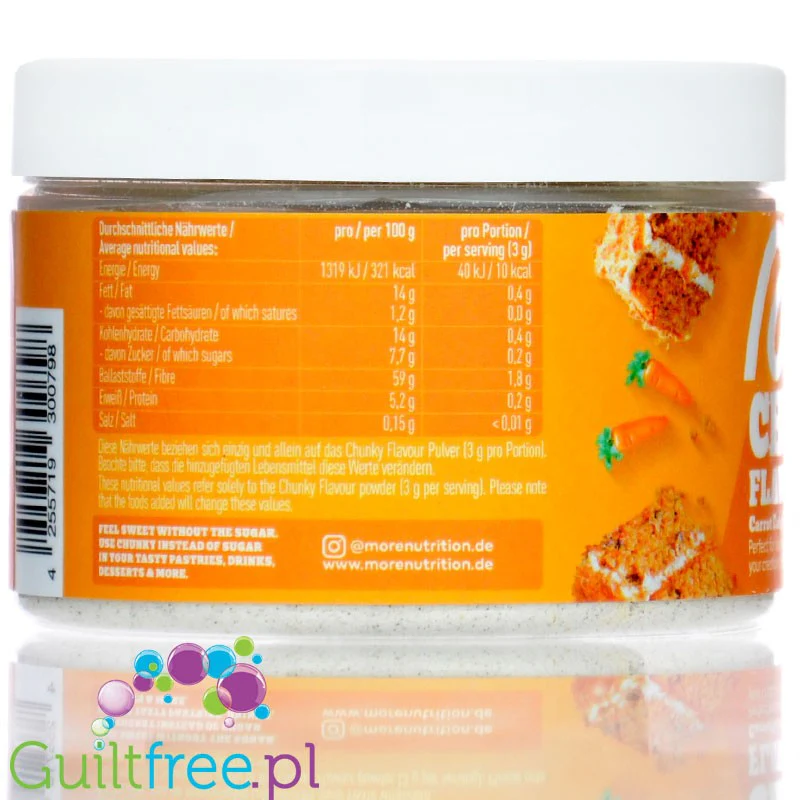 More Nutrition Chunky Flavor Carrot Cake 150g - wegański aromat w proszku, Ciasto Marchewkowe - Image 2