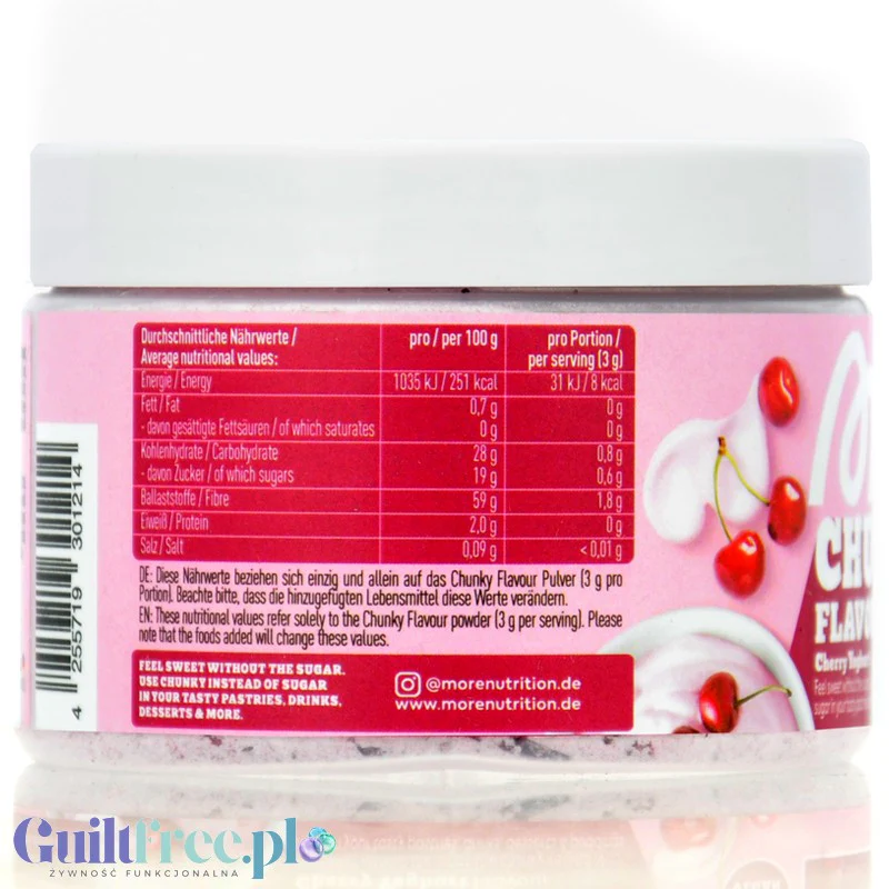 More Nutrition Chunky Flavor Cherry Yoghurt 150g - wegański aromat w proszku, Jogurt Wiśniowy - Image 2
