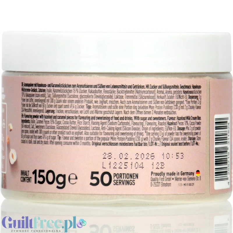 More Nutrition Chunky Flavor Creamy Hazelnut Bun 150g - wegański proszek aromatyzujący o smaku bułaczki z orzechami - Image 2
