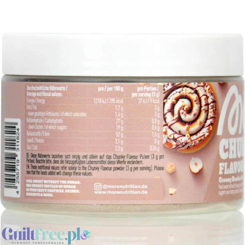 More Nutrition Chunky Flavor Creamy Hazelnut Bun 150g - wegański proszek aromatyzujący o smaku bułaczki z orzechami - Image 3