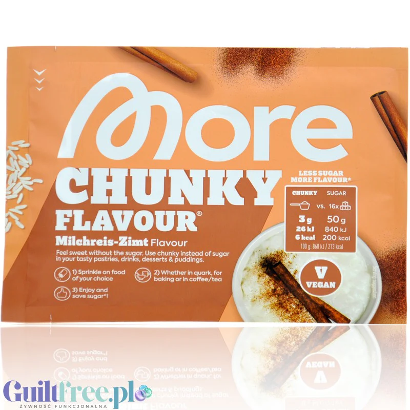 More Nutrition Chunky Flavor Milchreis Zimt 30g saszetka- wegański aromat słodzący w proszku bez cukru, Ryż na Mleku z Cynamonem