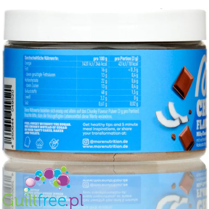 More Nutrition Chunky Flavor Milk Chocolate Coconut 150g - wegański aromat w proszku, Mleczna Czekolada z Kokosem - Image 2