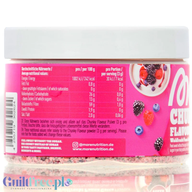 More Nutrition Chunky Flavor Waldfrucht Panna Cotta 150g, aromat w proszku do deserów i owsianek, smak Panna Cotta & Owoce leśne - Image 2