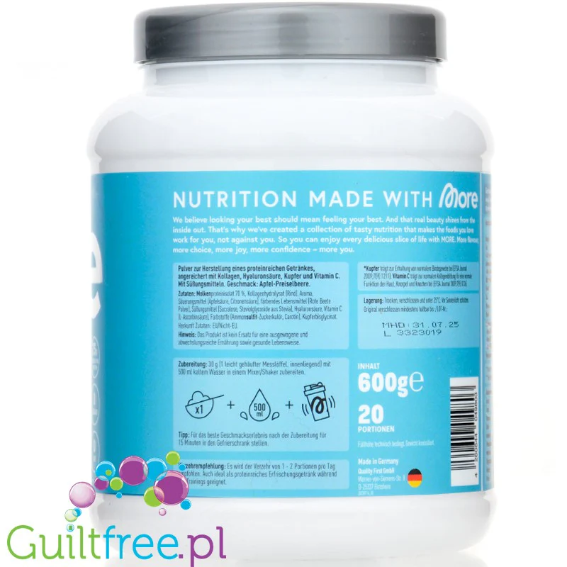More Nutrition Clear Glow Peptides Apple-Cranberry - klarowna odżywka białkowa ze stewią z formułą dla skóry - Image 3