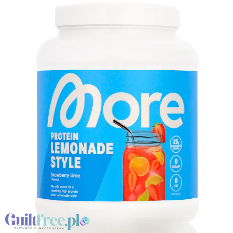 More Nutrition Lemonade Style Strawberry Lime 600g - klarowny izolat białek mleka, lekka odżywka białkowa ze stewią
