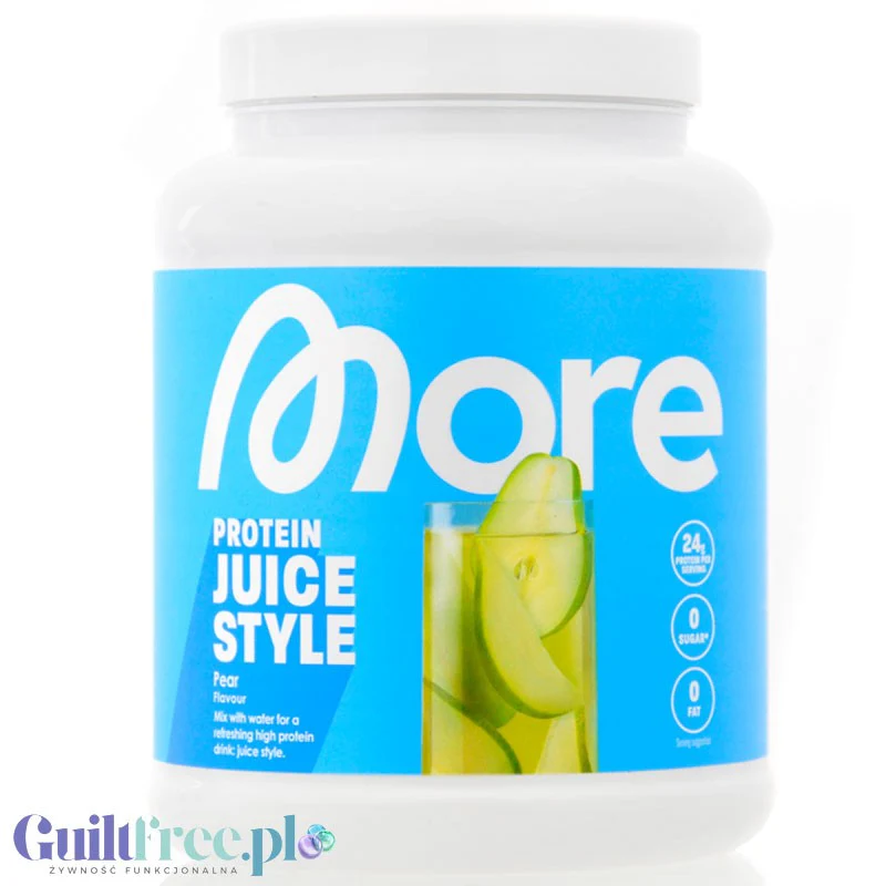 More Nutrition More Clear Pear Juice 600g - klarowny izolat białek mleka, lekka odżywka białkowa ze stewią, smak gruszkowy