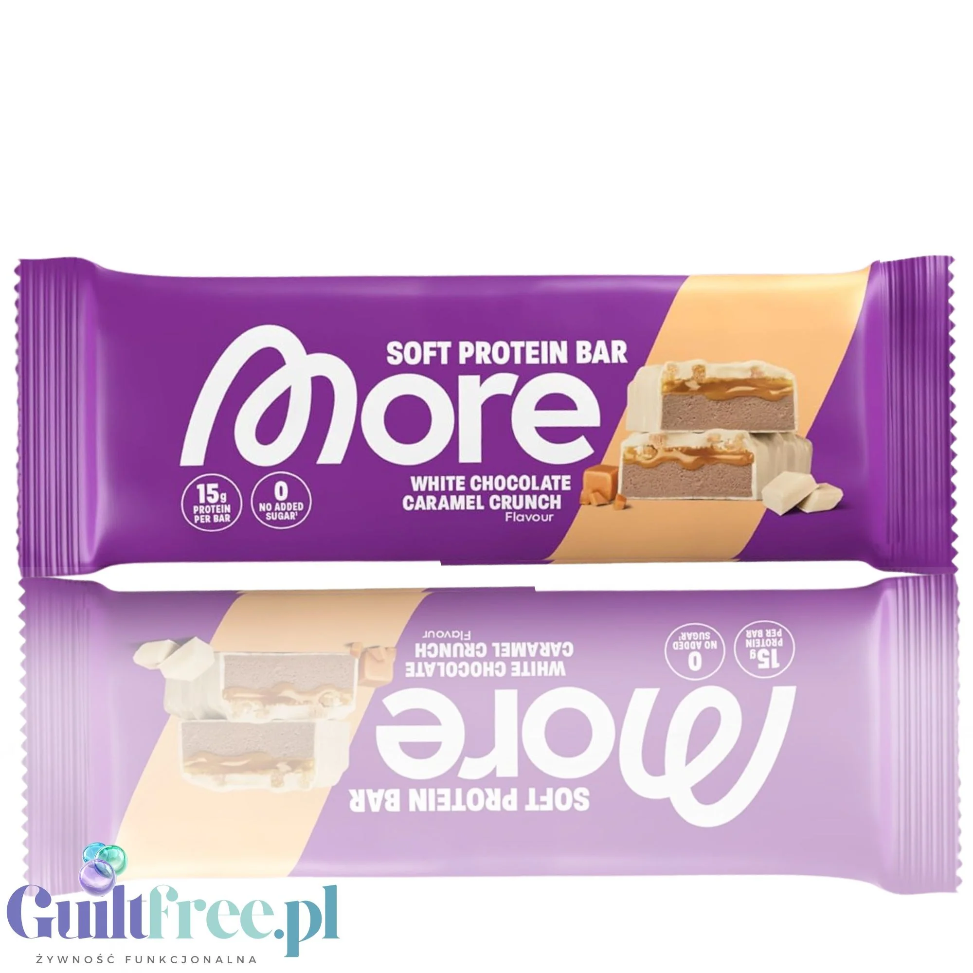 More Nutrition Protein Bar, White Chocolate Caramel Crunch - baton proteinowy bez dodatku cukru 15g białka