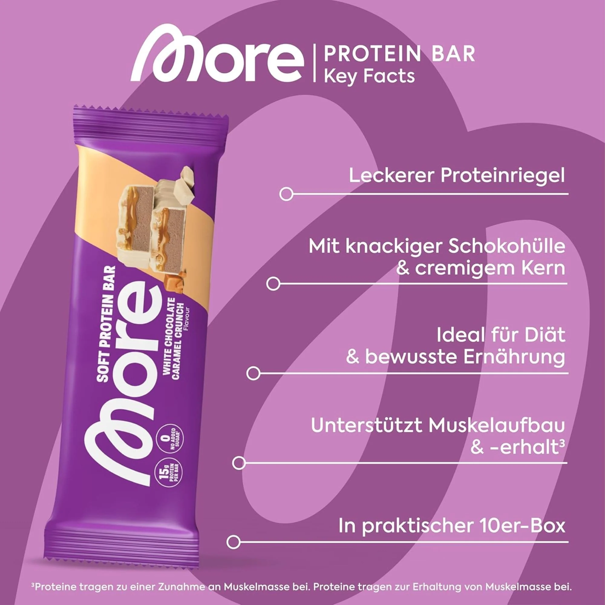 More Nutrition Protein Bar, White Chocolate Caramel Crunch - baton proteinowy bez dodatku cukru 15g białka - Image 2