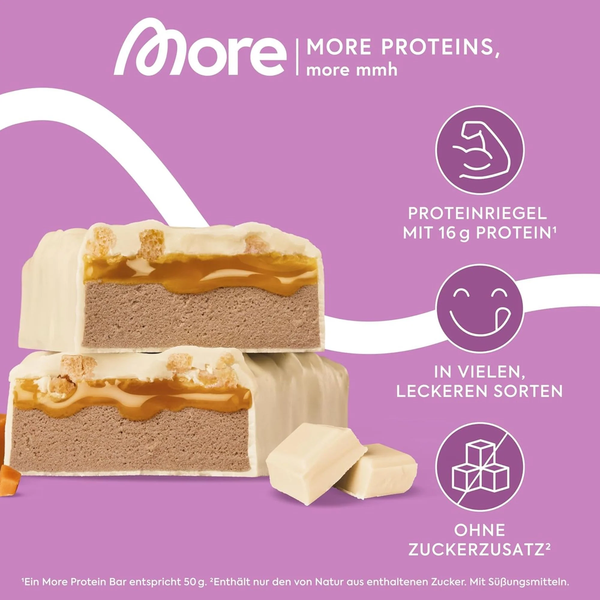 More Nutrition Protein Bar, White Chocolate Caramel Crunch - baton proteinowy bez dodatku cukru 15g białka - Image 3