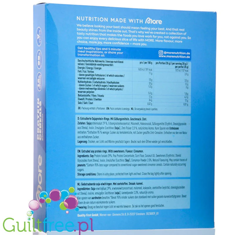 More nutrition Protein Cereal Cinnalicious - proteinowe płatki śniadaniowe bez cukru, 12g białka 137 kcal - Image 2