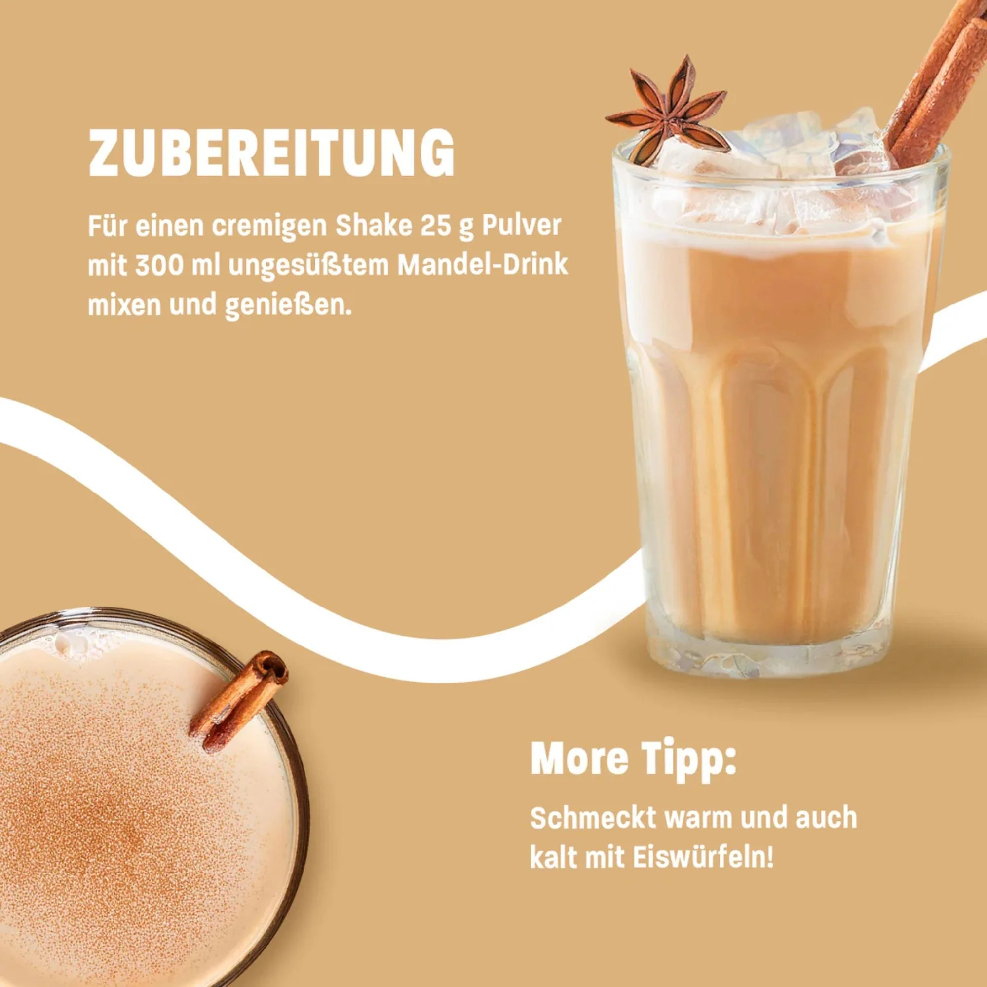More Nutrition Protein Iced Chai Latte Cinnamon Bun 500g - proteinowa kawa z cynamonem i glukomannanem, 16g białka & 97kcal - Image 4