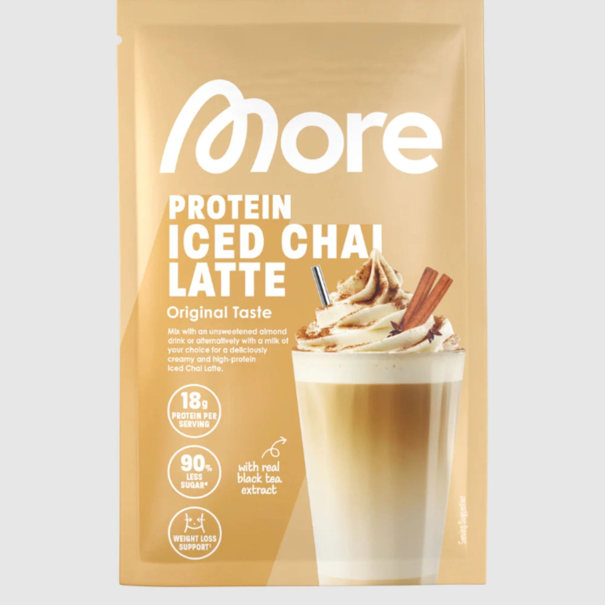 More Nutrition Protein Iced Chai Latte saszetka 25g - proteinowa kawa z cynamonem i glukomannanem, 16g białka - Image 2