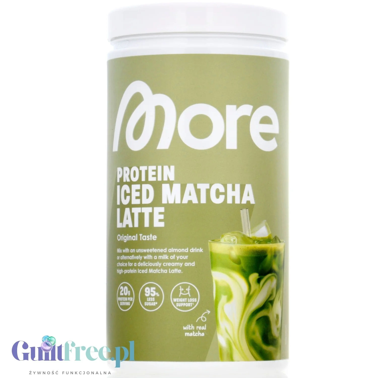 More Nutrition Protein Iced Matcha Latte 500g - proteinowa zielona herbata matcha bez cukru 20g białka