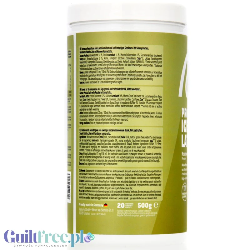 More Nutrition Protein Iced Matcha Latte Raspberry Panna Cotta 500g - proteinowa zielona herbata matcha bez cukru 17g białka - Image 3