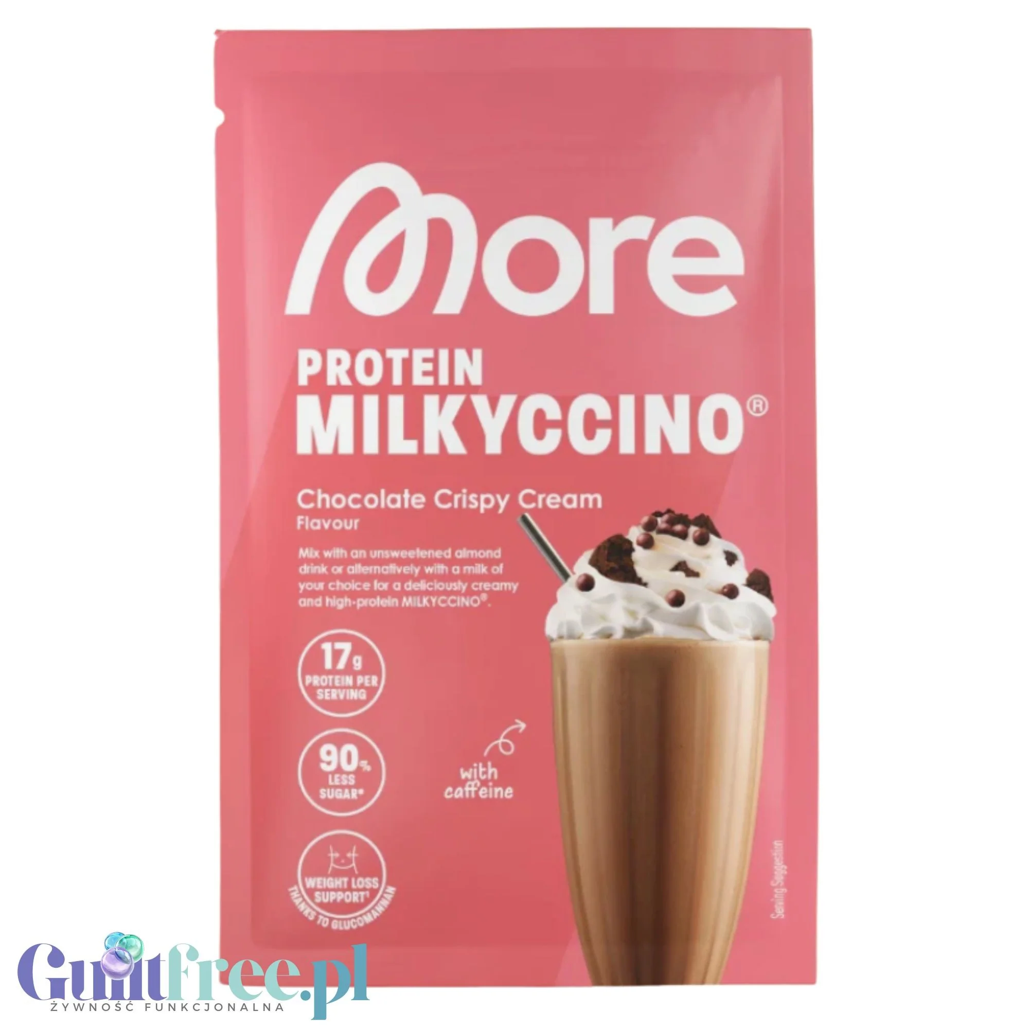 More Nutrition Protein Milkyccino Chocolate Crispy Cream, saszetka 25g - odżywka białkowa z kazeiną i kawałkami ciasteczek