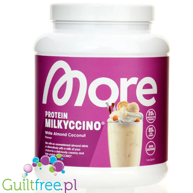 More Nutrition Protein Milkyccino White Almond Coconut 0,5kg - odżywka białkowa z kazeiną, Biały Migdał z Kokosem