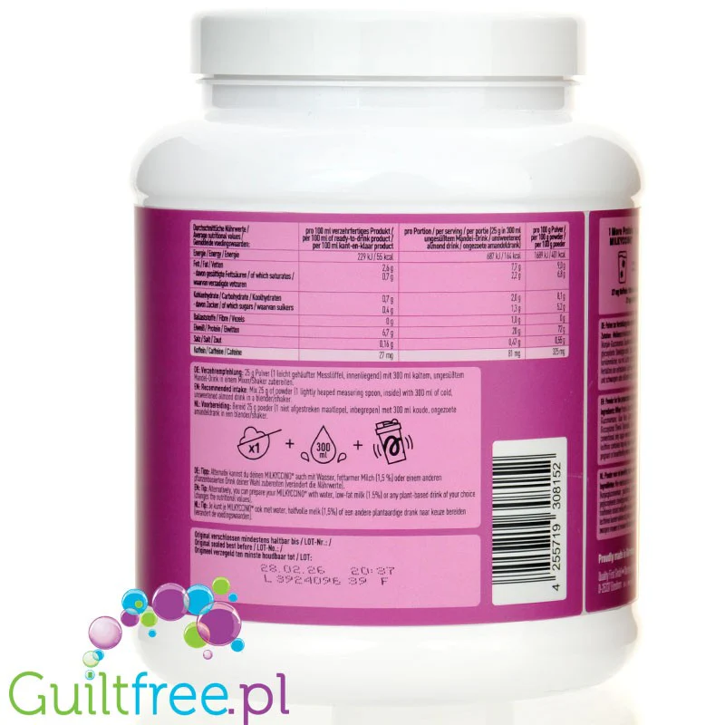 More Nutrition Protein Milkyccino White Almond Coconut 0,5kg - odżywka białkowa z kazeiną, Biały Migdał z Kokosem - Image 2