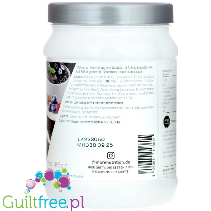More Nutrition Protein Mug Cake Ultra Dark Chocolate 455g - proteinowa babeczka z kubeczka (ciemna czekolada) 20g białka - Image 2