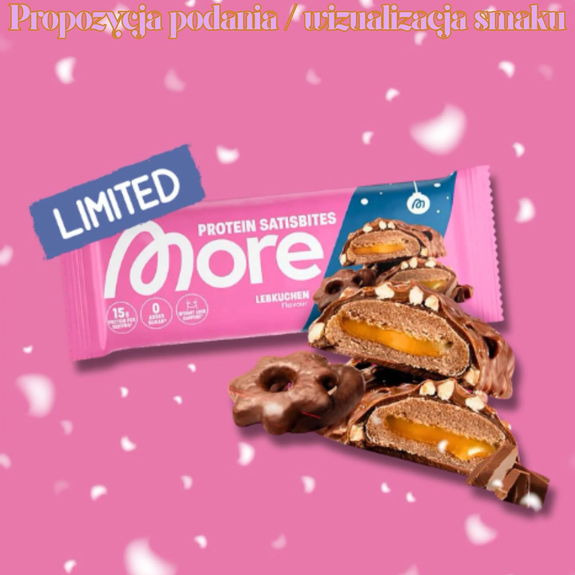 More Nutrition Protein Satisbites, Lebkuchen - 2 piernikowe batoniki proteinowe bez dodatku cukru 8g białka & 92kcal - Image 2