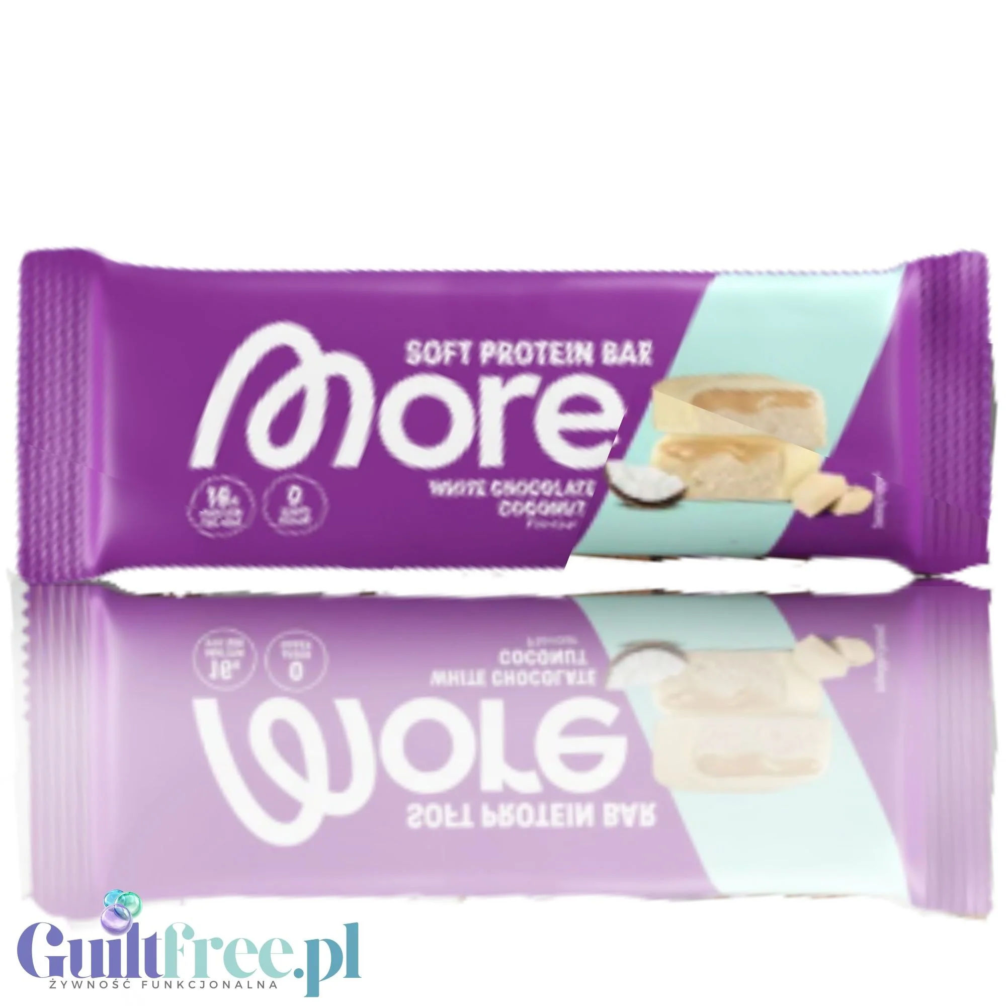 More Nutrition Soft Protein Bar, White Chocolate Coconut - baton proteinowy bez dodatku cukru 183kcal & 16g białka