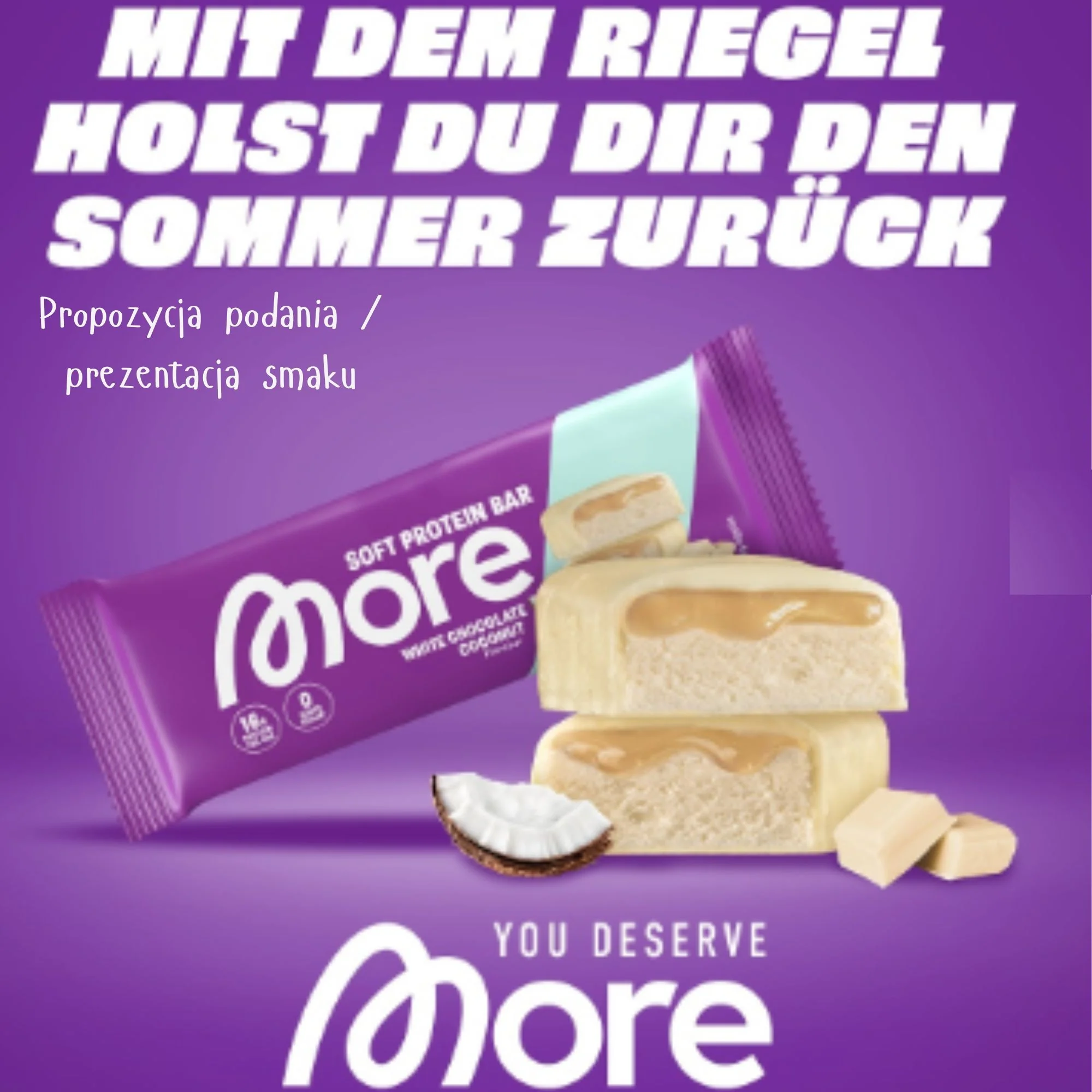 More Nutrition Soft Protein Bar, White Chocolate Coconut - baton proteinowy bez dodatku cukru 183kcal & 16g białka - Image 3